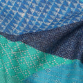 Teal Blue and Green Cotton Lawn Fabric with Patch Print Design, 140 Cms Width, Made in India-D24160