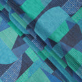 Teal Blue and Green Cotton Lawn Fabric with Patch Print Design, 140 Cms Width, Made in India-D24160