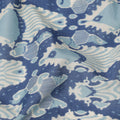 Powder Blue and Indigo Cotton Lawn Fabric with Abstract Bell Motif Print, 140 Cms Width, Made in India-D24161 Regal Fabrics