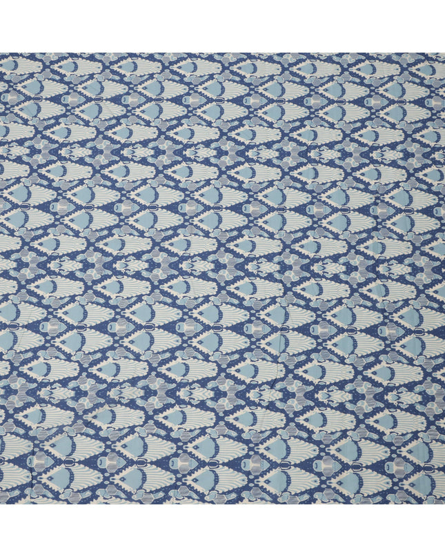 Powder Blue and Indigo Cotton Lawn Fabric with Abstract Bell Motif Print, 140 Cms Width, Made in India-D24161 Regal Fabrics