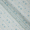 Ivory and Sky Blue Cotton Lawn Fabric with Abstract Bell Motif Print, 140 Cms Width, Made in India-D24162