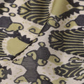 Olive Green and Charcoal Cotton Lawn Fabric with Abstract Bell Motif Print, 140 Cms Width, Made in India-D24163