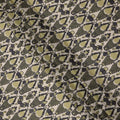 Olive Green and Charcoal Cotton Lawn Fabric with Abstract Bell Motif Print, 140 Cms Width, Made in India-D24163
