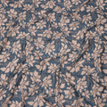 Slate Blue and Beige Cotton Lawn Fabric with Floral Print, 140 Cms Width, Made in India-D24166 Regal Fabrics