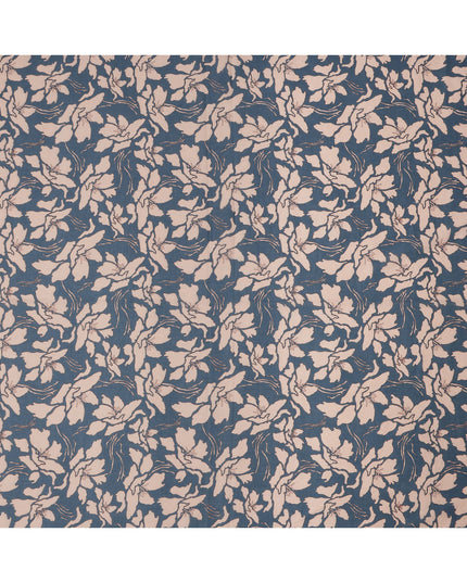 Slate Blue and Beige Cotton Lawn Fabric with Floral Print, 140 Cms Width, Made in India-D24166 Regal Fabrics