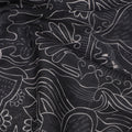 Charcoal Black Cotton Lawn Fabric with Abstract Leaf Print, 140 Cms Width, Made in India-D24167