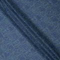 Midnight Blue Cotton Lawn Fabric with Sea Green Abstract Floral Print, 140 Cms Width, Made in India-D24168