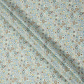 Soft Aqua Cotton Lawn Fabric with Multicolor Floral Mosaic Print, 110 Cms Width, Made in Japan-D24170