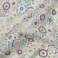 Ivory Beige Cotton Lawn Fabric with Pastel Floral Tile Print, 110 Cms Width, Made in Japan-D24173