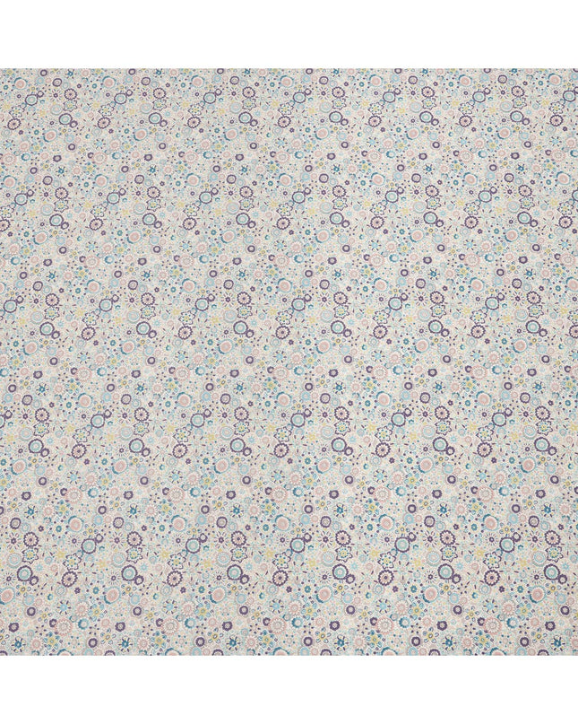 Ivory Beige Cotton Lawn Fabric with Pastel Floral Tile Print, 110 Cms Width, Made in Japan-D24173