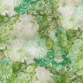 Emerald Green Cotton Lawn Fabric with Soft White & Mint Floral Bunch Print, 110 Cms Width, Made in Japan-D24176