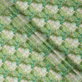 Emerald Green Cotton Lawn Fabric with Soft White & Mint Floral Bunch Print, 110 Cms Width, Made in Japan-D24176