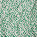 Emerald Green Cotton Lawn Fabric with White and Soft Pink Floral Print, 110 Cms Width, Made in Japan-D24179