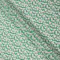 Emerald Green Cotton Lawn Fabric with White and Soft Pink Floral Print, 110 Cms Width, Made in Japan-D24179
