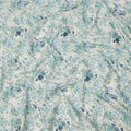 Ivory Cotton Lawn Fabric with Mint Green and Blue Botanical Floral Print, 110 Cms Width, Made in Japan-D24182