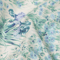 Ivory Cotton Lawn Fabric with Mint Green and Blue Botanical Floral Print, 110 Cms Width, Made in Japan-D24182