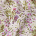 Blush Pink Cotton Lawn Fabric with Mauve and Green Floral Print, 110 Cms Width, Made in Japan-D24184