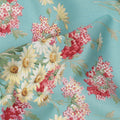Turquoise Blue Cotton Lawn Fabric with Red and Yellow Daisy Floral Print, 110 Cms Width, Made in Japan-D24185 Regal Fabrics