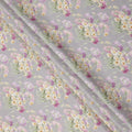 قماش قطني رمادي لافندر مع طبعة زهور الأقحوان الوردية والأصفر، عرض 110 سم، صنع في اليابان - D24186