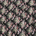 Black Cotton Lawn Fabric with Pink and White Daisy Floral Print, 110 Cms Width, Made in Japan-D24187