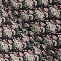 Black Cotton Lawn Fabric with Pink and White Daisy Floral Print, 110 Cms Width, Made in Japan-D24187