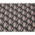 Black Cotton Lawn Fabric with Pink and White Daisy Floral Print, 110 Cms Width, Made in Japan-D24187