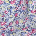 Lavender Blue Cotton Lawn Fabric with Yellow and Pink Vintage Floral Print, 110 Cms Width, Made in Japan-D24188