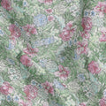 Mint Green Cotton Lawn Fabric with Pink and Blue Garden Floral Print, 110 Cms Width, Made in Japan-D24189 - Regal Fabrics
