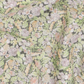 Pastel Green Cotton Lawn Fabric with Beige and White Rose Print, 110 Cms Width, Made in Japan-D24190