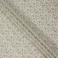 Pastel Green Cotton Lawn Fabric with Beige and White Rose Print, 110 Cms Width, Made in Japan-D24190