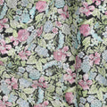 Pistachio Green Cotton Lawn Fabric with Pink and Blue Rose Print, 110 Cms Width, Made in Japan-D24191