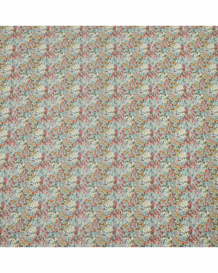 قماش قطني أزرق مائي بطبعة زهور متعددة الألوان، عرض 110 سم، صنع في اليابان - D24194