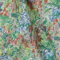 Leaf Green Cotton Lawn Fabric with Multicolor Floral Print, 110 Cms Width, Made in Japan-D24195
