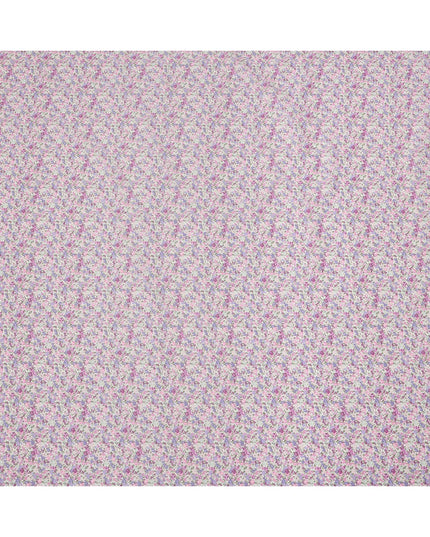 Lavender Pink Cotton Lawn Fabric with Multicolor Tiny Floral Print, 110 Cms Width, Made in Japan-D24200
