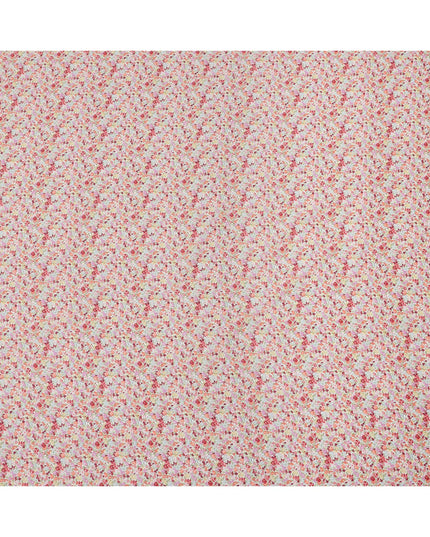 Peach Pink Cotton Lawn Fabric with Multicolor Floral Print, 110 Cms Width, Made in Japan-D24202 - Regal Fabrics