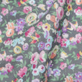 Slate Grey Cotton Lawn Fabric with Multicolor Floral and Motif Print, 110 Cms Width, Made in Japan-D24203