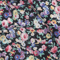 Midnight Black Cotton Lawn Fabric with Multicolor Floral and Motif Print, 110 Cms Width, Made in Japan-D24205