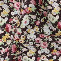 Rich Maroon Cotton Lawn Fabric with Ivory and Yellow Floral Print, 110 Cms Width, Made in Japan-D24207