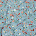 Sky Blue Cotton Lawn Fabric with Peach and Red Floral Print, 110 Cms Width, Made in Japan-D24208 - Regal Fabrics