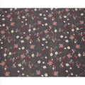Charcoal Grey Cotton Lawn Fabric with Rose and Ivory Floral Print, 110 Cms Width, Made in Japan-D24209