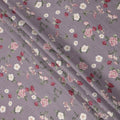 Lavender Cotton Lawn Fabric with Red and White Floral Print, 110 Cms Width, Made in Japan-D24210