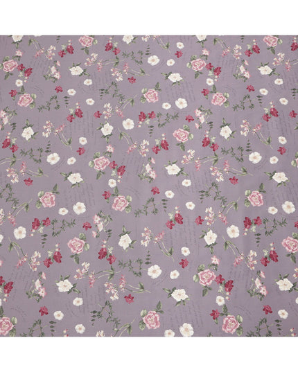 Lavender Cotton Lawn Fabric with Red and White Floral Print, 110 Cms Width, Made in Japan-D24210