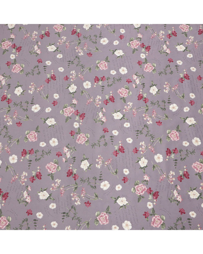 Lavender Cotton Lawn Fabric with Red and White Floral Print, 110 Cms Width, Made in Japan-D24210
