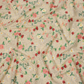 Beige Cotton Lawn Fabric with Red and Yellow Floral Print, 110 Cms Width, Made in Japan-D24211