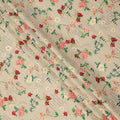 Beige Cotton Lawn Fabric with Red and Yellow Floral Print, 110 Cms Width, Made in Japan-D24211