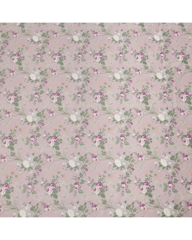 Dusty Pink Cotton Lawn Fabric with Purple and White Floral Print, 110 Cms Width, Made in Japan-D24213