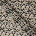 Black Cotton Lawn Fabric with Beige and Cream Floral Print, 110 Cms Width, Made in Japan-D24214
