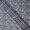 Charcoal Grey Cotton Lawn Fabric with Blue and White Floral Print, 110 Cms Width, Made in Japan-D24215