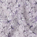 Lavender Floral Outline Print Cotton Lawn Fabric with Watercolor Effect, 110 Cms Width, Made in India-D24316