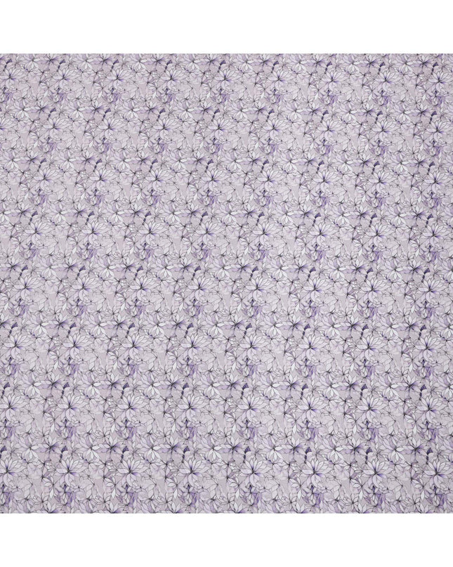 Lavender Floral Outline Print Cotton Lawn Fabric with Watercolor Effect, 110 Cms Width, Made in India-D24316
